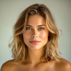 Naklejka premium A beautiful woman with blonde hair and blue eyes.