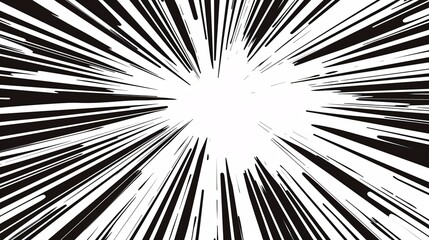 Obraz premium Retro-style banner with manga-style speed rays and black action lines for decoration.