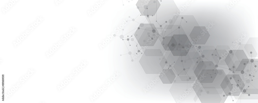 Fototapete vector hexagon technology background. abstract hexagons background with lines and dots. design for s