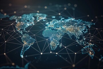 Fototapeta premium Abstract world maps illustrating global networks and connectivity concepts, showcasing international data transmission and advanced network technologies for global business solutions.