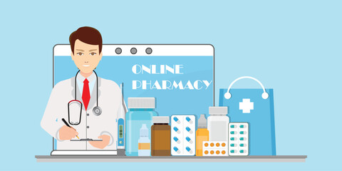 Online doctor and medical consultation.