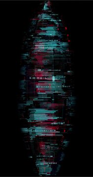 Digital stream looping effect on black overlay background. Motion content for your design.