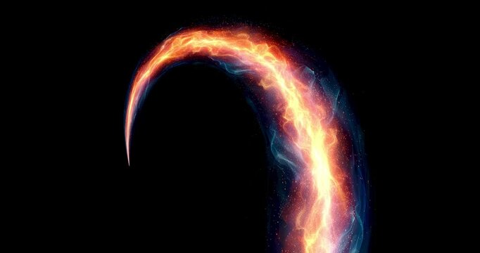 Fire stream looping effect on black overlay background. Motion content for your design.