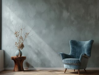 Elegant room interior with stylish comfortable armchair