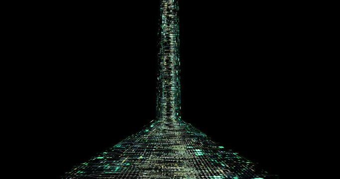 Digital stream looping effect on black overlay background. Motion content for your design.