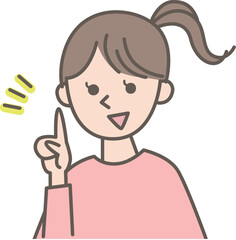 人差し指をたてたポーズをとる女性