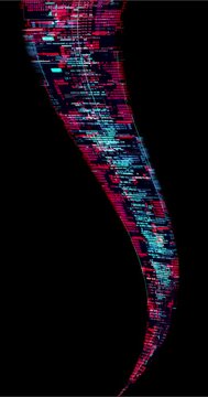 Digital stream looping effect on black overlay background. Motion content for your design.