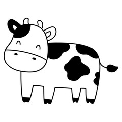 Cartoon Black and White Cow
