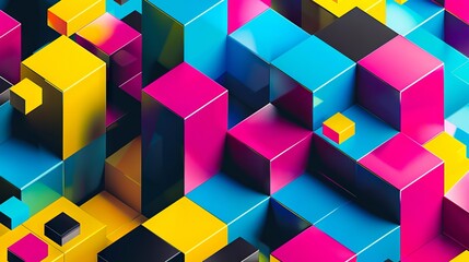 Obraz premium A colorful abstract background with many different colored cubes.
