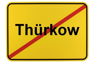 Illustration eines Ortsschildes der Gemeinde Thürkow in Mecklenburg-Vorpommern