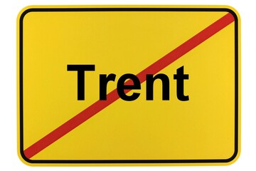 Illustration eines Ortsschildes der Gemeinde Trent in Mecklenburg-Vorpommern