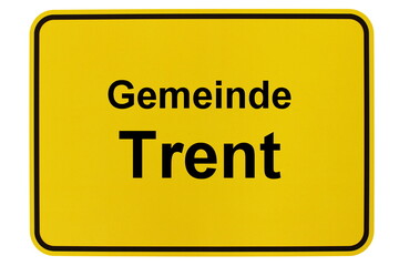 Illustration eines Ortsschildes der Gemeinde Trent in Mecklenburg-Vorpommern