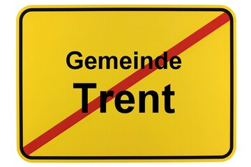 Illustration eines Ortsschildes der Gemeinde Trent in Mecklenburg-Vorpommern
