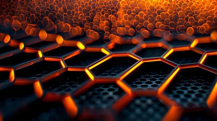 Obraz premium A close up of an orange hexagonal pattern.