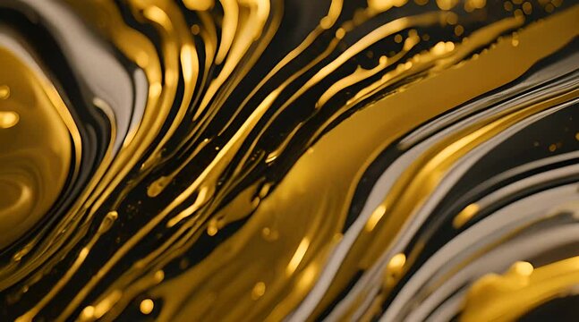 black and gold abstract background Acrylic paint mixing in water Liquid marble texture