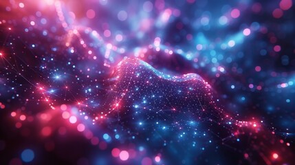 Abstract Network of Glowing Dots and Lines - Generative AI