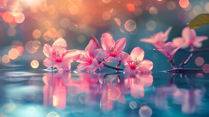 Fototapeta premium Elegant Woman in Traditional Japanese Dress with Cherry Blossoms