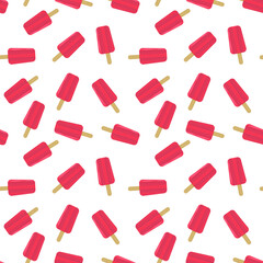 The modern drawing is made without seams with ice cream on a stick of fruit ice. Repetitive design for packaging, covers, backgrounds, prints, decorations