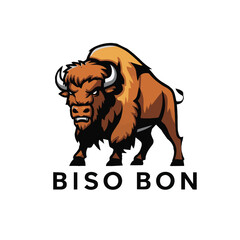 Bison mascot illustration logo design