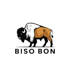 Bison mascot illustration logo design