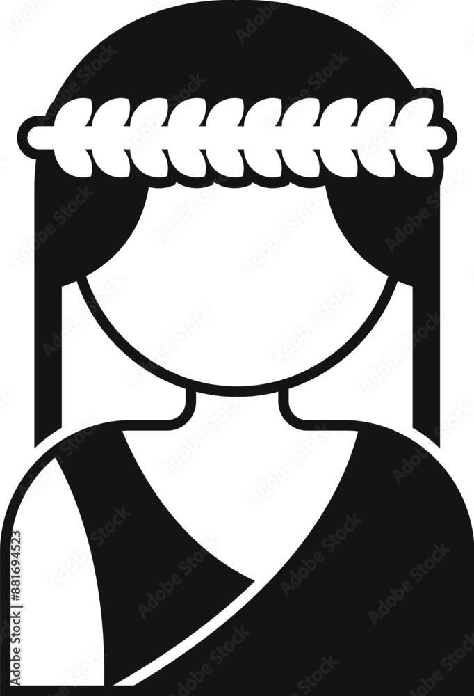 Sticker Black silhouette of a greek woman wearing a laurel wreath, in simple style for history and culture concepts