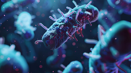 Probiotics Bacteria . Biology, Science Microscopic medicine. Digestion stomach escherichia coli, treatment, Health care medication, anatomy organism. 
