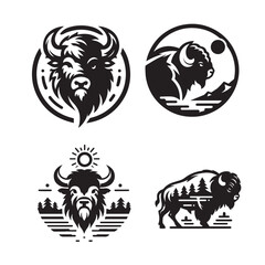 Bison mascot illustration logo design