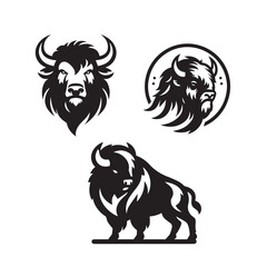 Bison mascot illustration logo design