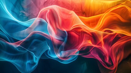 Obraz premium This abstract image showcases a vibrant combination of wavy lines in a spectrum of colors, creating a dynamic and fluid visual texture that's perfect for a variety of design projects. 