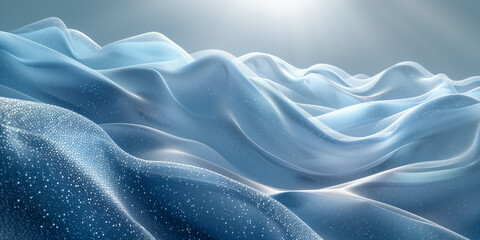 Obraz premium delicate blue translucent flowing waves and light reflections creating a serene and tranquil atmosphere