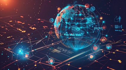 Fototapeta premium World wide web day concept with web poster