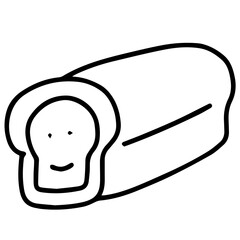 Hand drawn black and white color of  Bread design isolated on transparent background. Vector illustration. 
