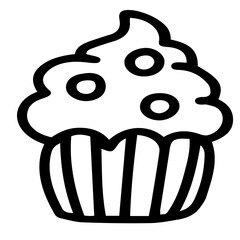 Hand drawn black and white color of  cupcake design isolated on transparent background. Vector illustration. 
