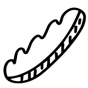 recommend clip art: Hand drawn black and white color of  baguette design isolated on transparent background. Vector illustration. 
                    
