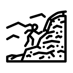 climbing mountain progress line icon vector. climbing mountain progress sign. isolated contour symbol black illustration