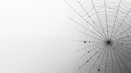 Obraz premium Black spiderweb on white background with text space. Halloween template.