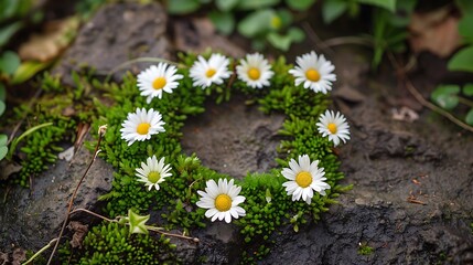 Daisy Wreath on Slate Background