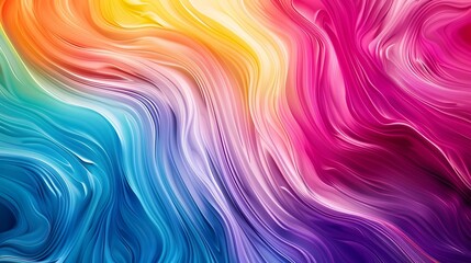 Obraz premium This abstract image showcases a vibrant combination of wavy lines in a spectrum of colors, creating a dynamic and fluid visual texture that's perfect for a variety of design projects. 