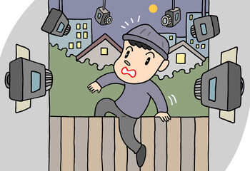 社会問題のイラスト - ホームセキュリティ・監視カメラ・防犯カメラ・犯罪抑止