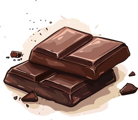 Watercolor Chocolate Vector Illustration.