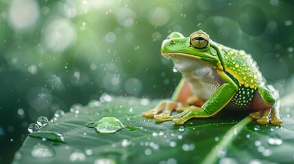 Red-Eyed Tree Frog in Rain