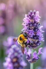 Bumblebee Gathering Nectar on Lavender
