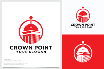 Capitol dome logo design with line art - Capital logo design vector illustration