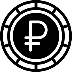 Vector Icon Ruble, Russia, Currency, Coin, Money
