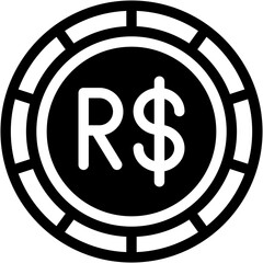 Vector Icon Brazilian Real, Brazil, Currency, Coin, Money