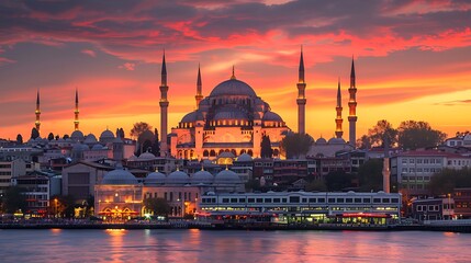 Fototapeta premium Mosque at Sunset in Istanbul