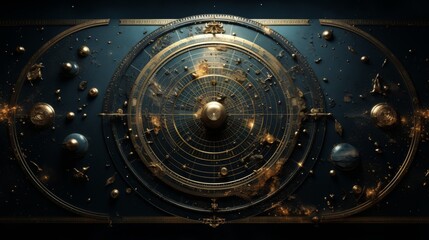 Obraz premium Ornate Compass with Celestial Motifs