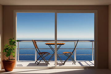 Beautiful view from the villa window to the sea.