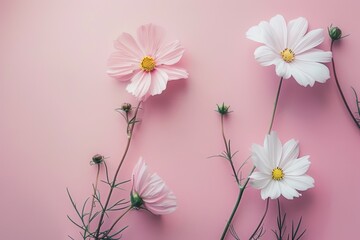 Obraz premium Light pink and white flowers on a delicate pink background