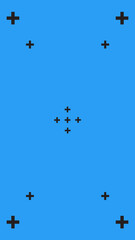 Blue screen with VFX motion tracking markers. Chroma key color video footage with track point. HD 4K blue screen layout. 